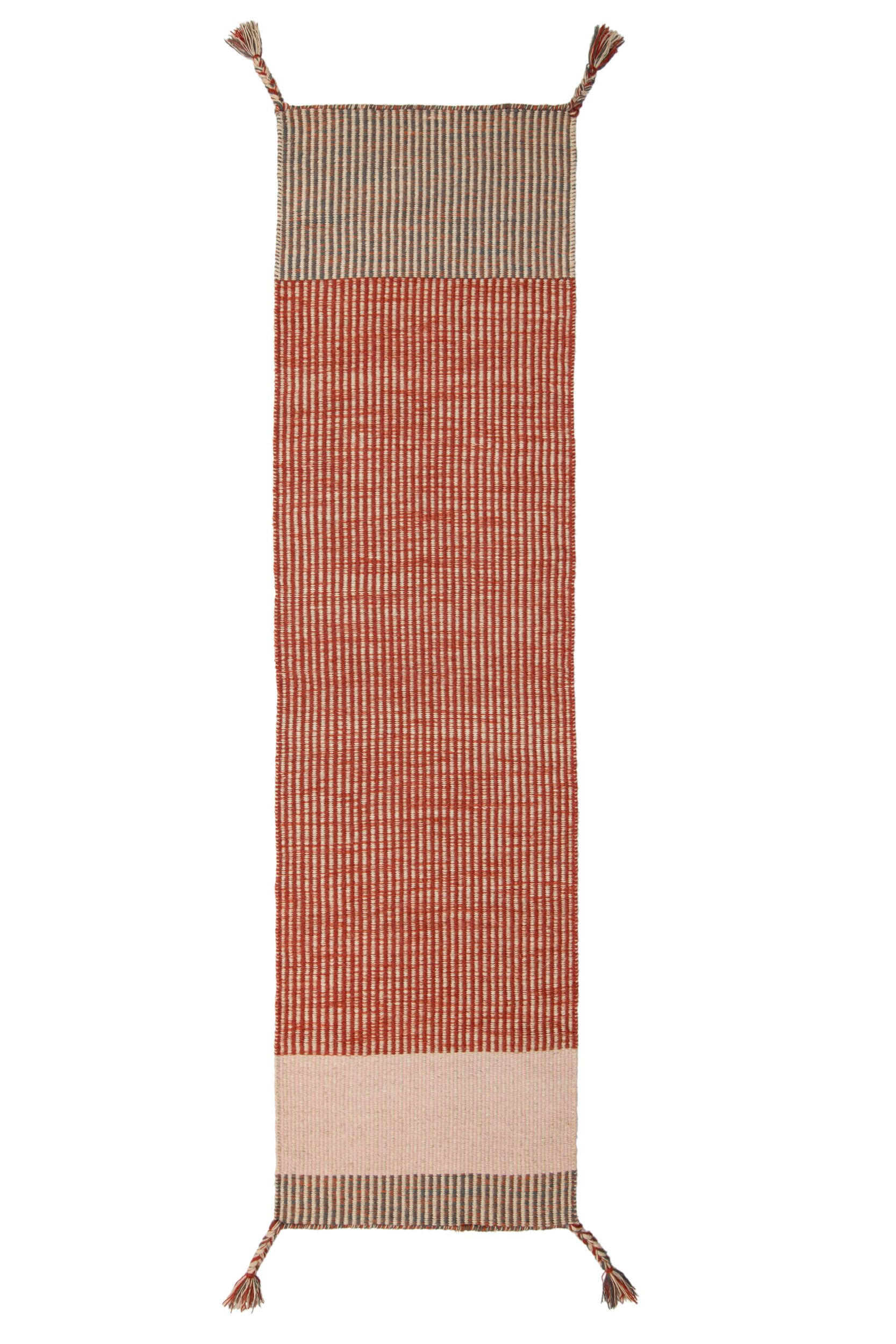 TEPPICH Kurzflor Streifen, Wohnzimmer schmutzabweisend Rot Läufer 60x200 - Rot, Textil (60/200cm) - KADIMA DESIGN