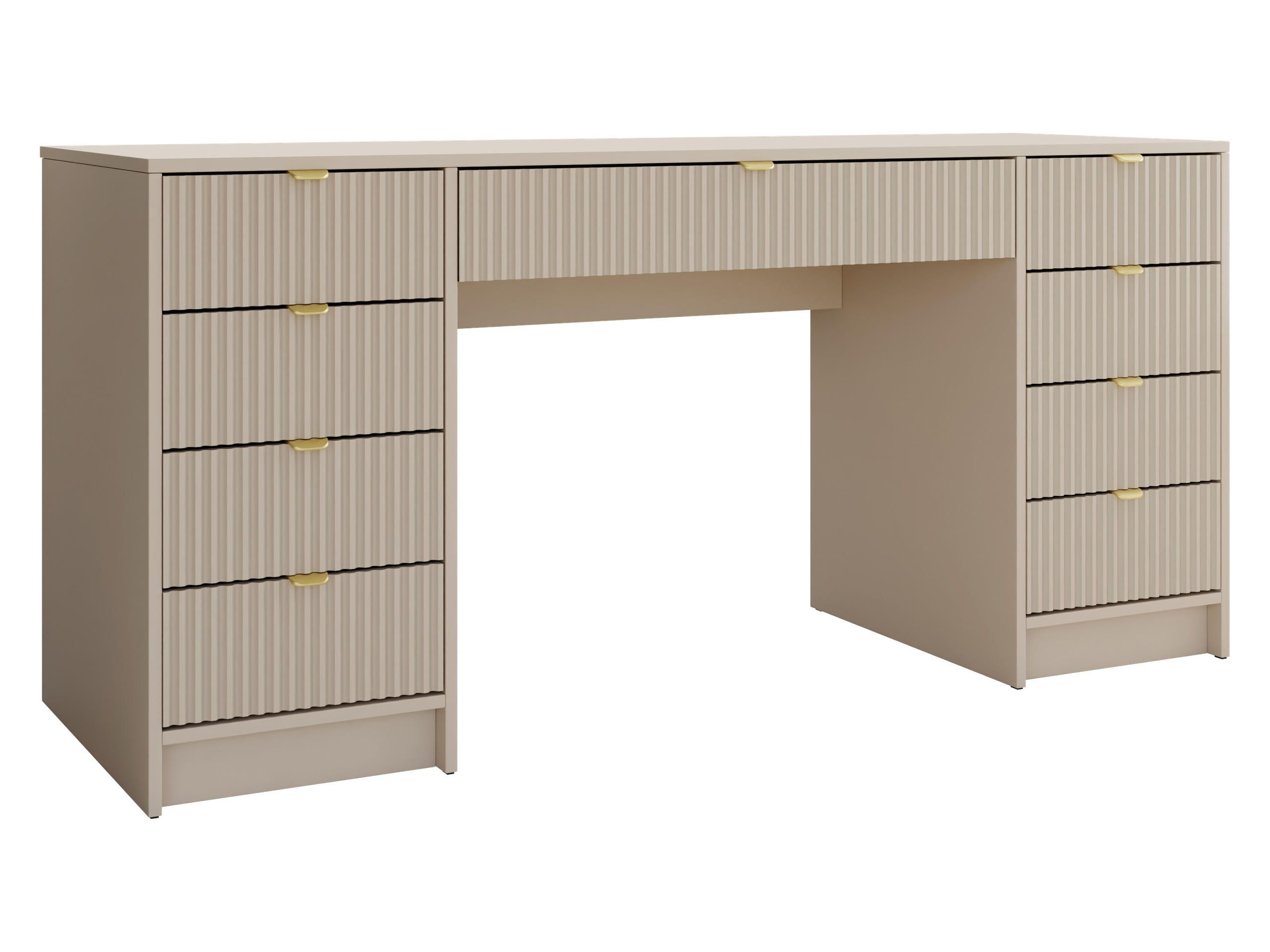 SCHREIBTISCH Tireno Bis - Sandfarben/Goldfarben, Holzwerkstoff/Metall (55/154/76cm) - MIRJAN24