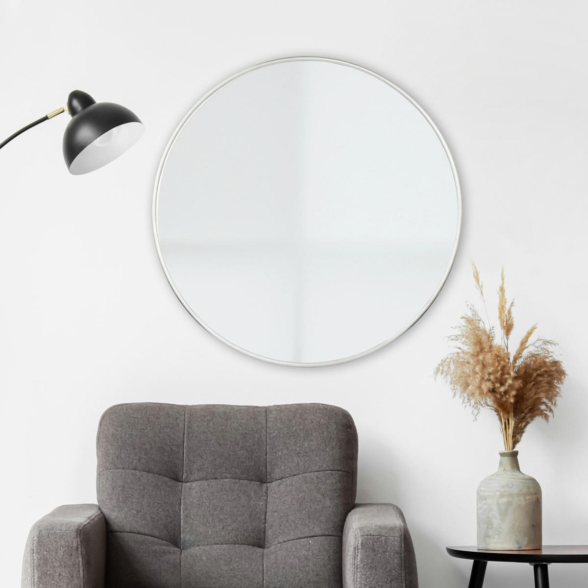 WANDSPIEGEL Ordona - Silberfarben, Glas/Metall (40/2.8/40cm) - [en.casa]