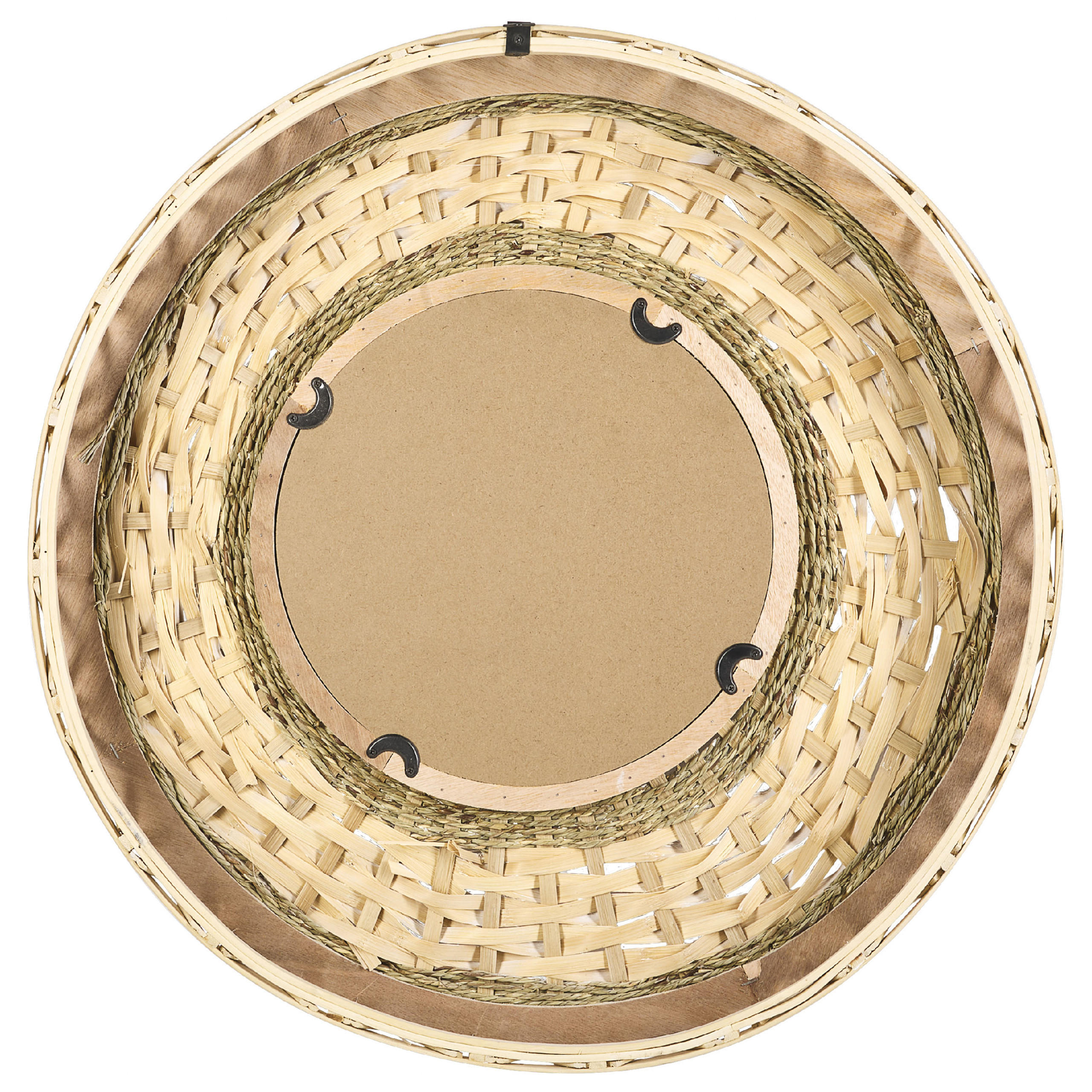 WANDSPIEGEL Bambusholz natürlich rund 61 cm Soledad - Naturfarben/Weiß, Holz (61/61/8cm) - Beliani