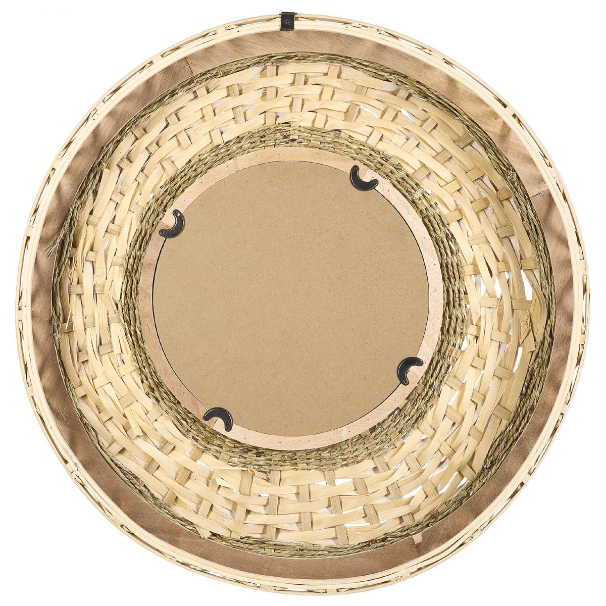 WANDSPIEGEL Bambusholz natürlich rund 61 cm Soledad - Naturfarben/Weiß, Holz (61/61/8cm) - Beliani