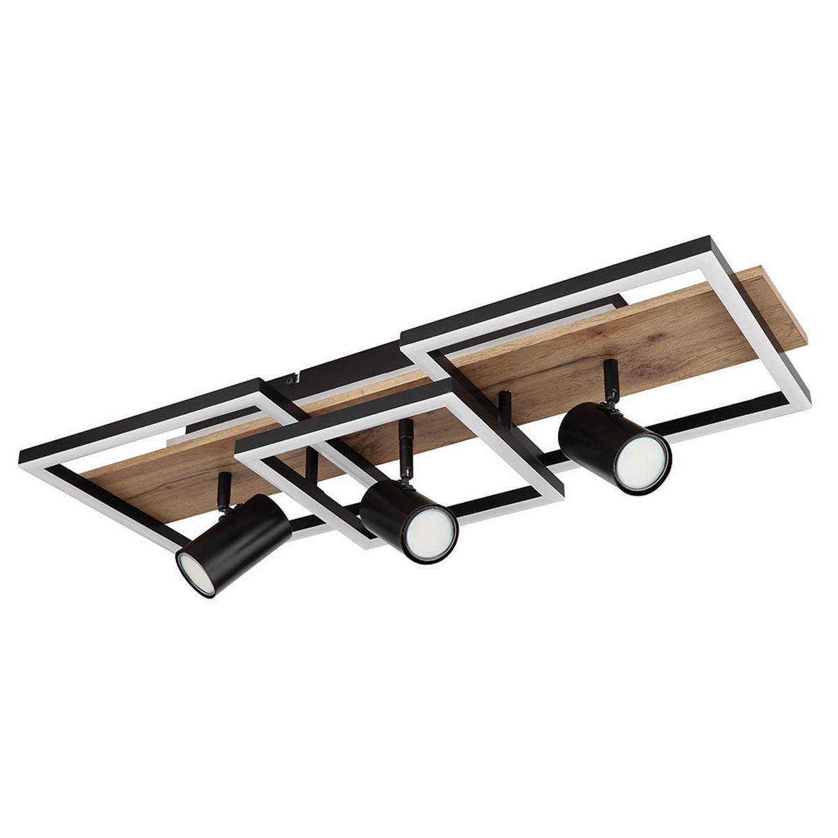 LED DECKENLEUCHTE Metall Holzoptik Schwarz 3-flammig - Schwarz, Metall (72/27/18cm) - Globo Lighting