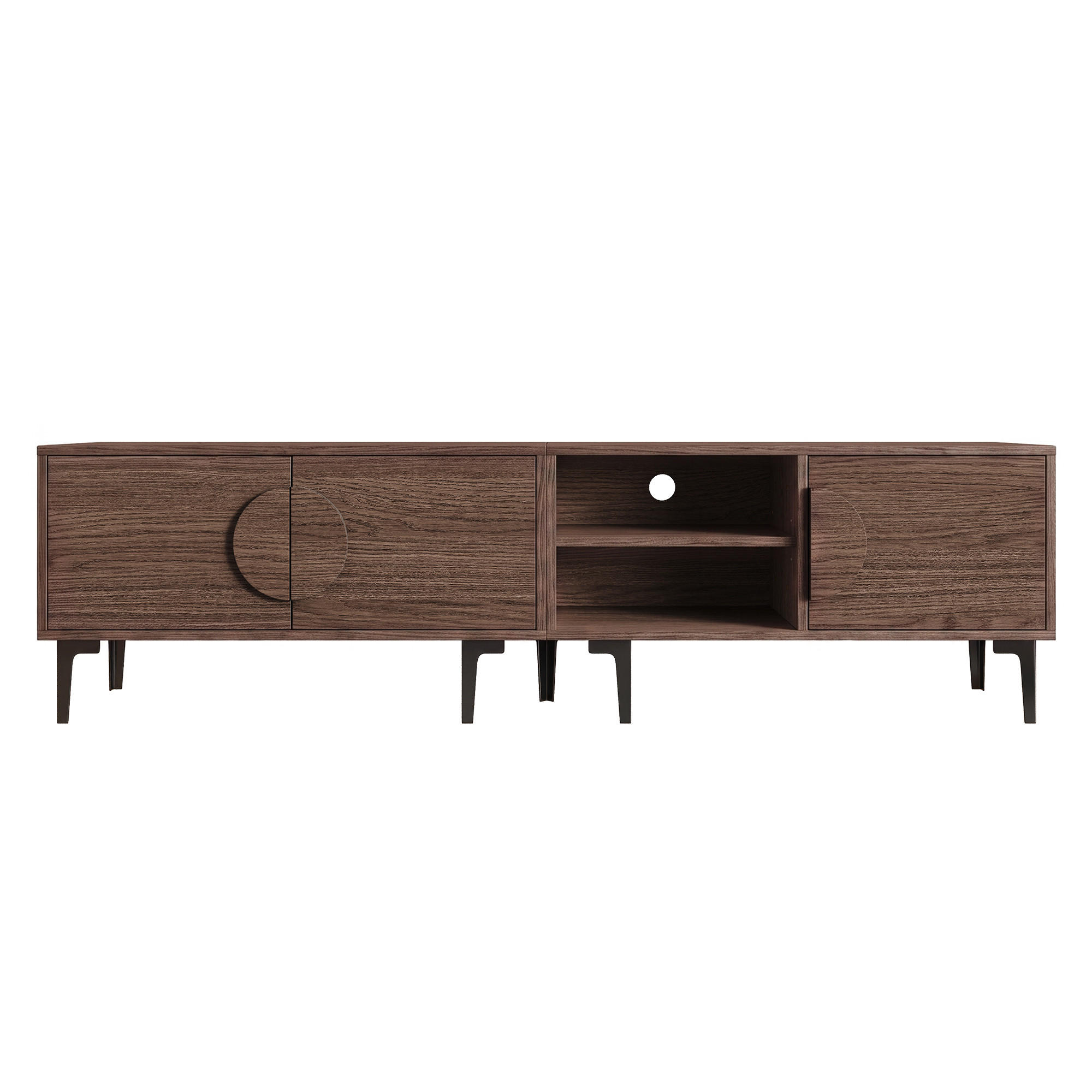 TV-SCHRANK 180/35/49 cm Dunkel Walnuss für 80 Zoll TV mit 3 Türen - Nussbaumfarben, Holzwerkstoff (180/49/35cm) - Oxeza