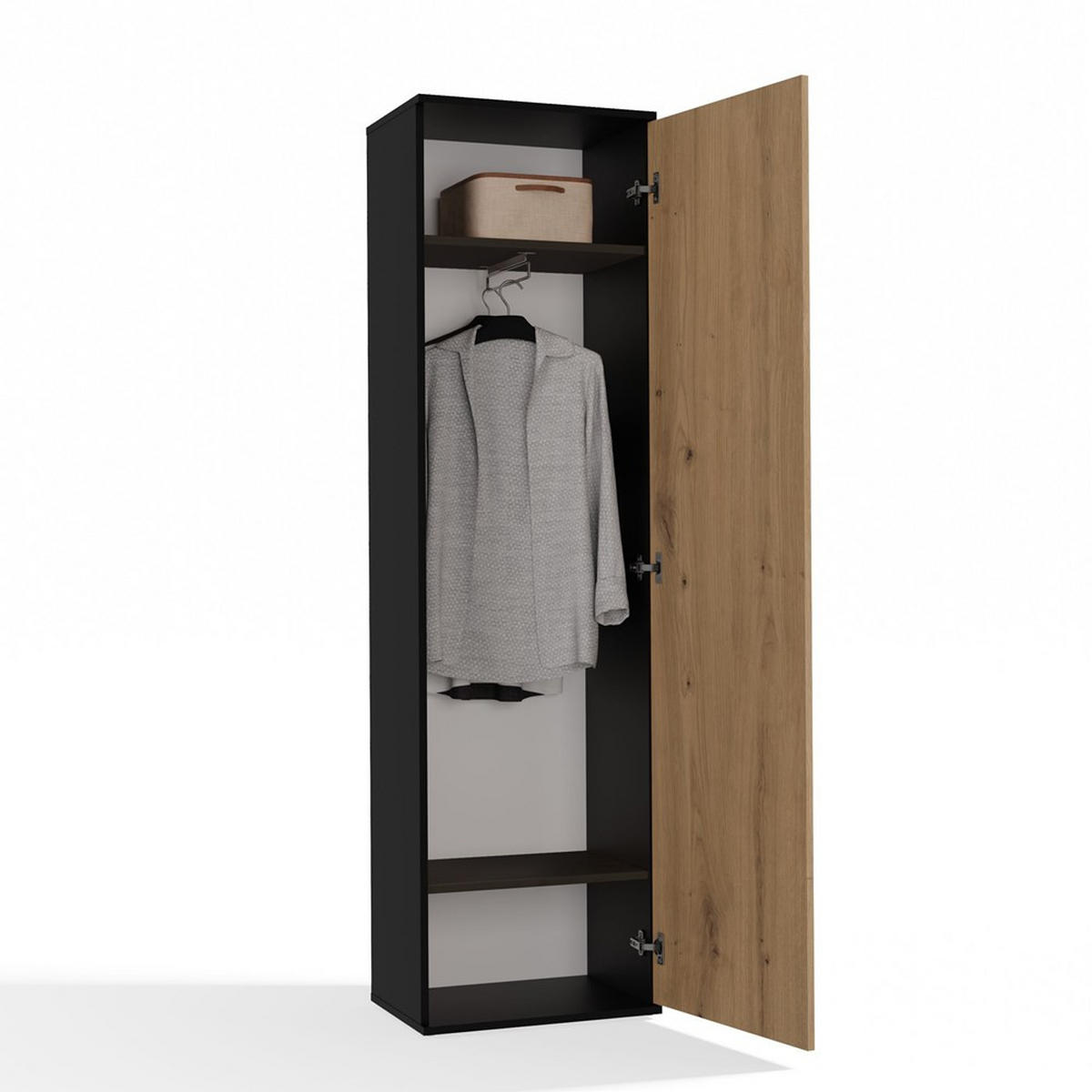 GARDEROBENSCHRANK Anthrazit, Artisan 50/180/35 - Anthrazit, Holzwerkstoff (50/180/35cm) - RAUMHIRSCH FURNITURE