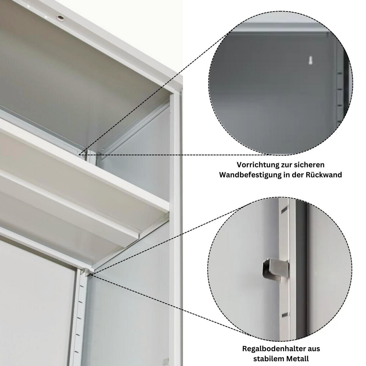 STAHLSCHRANK Bee mit 5 lackierten Fachböden 195x92x60 cm Korpusfarbe Lichtgrau Frontfarbe Feuerrot - Rot, Metall (92/195/60cm)