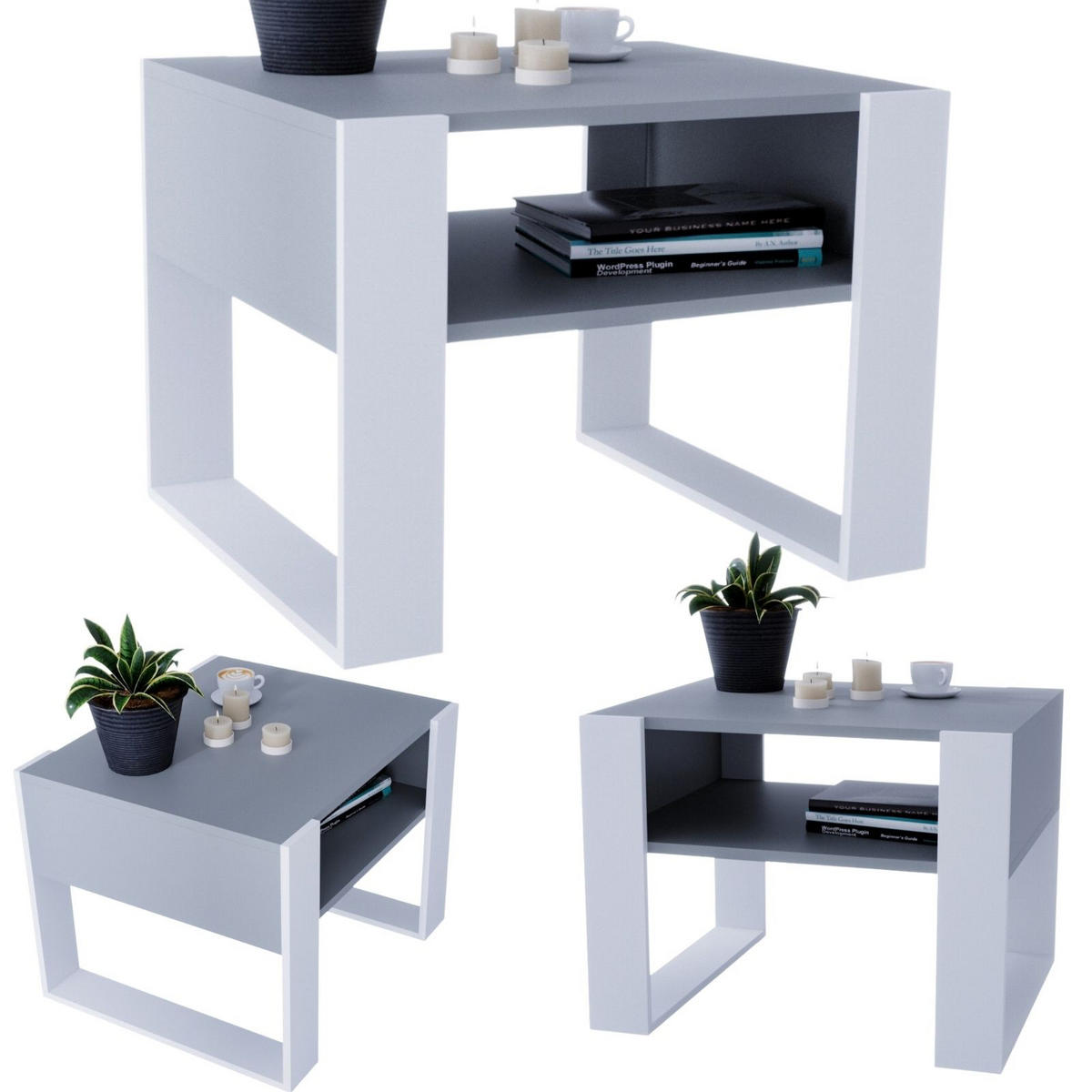 COUCHTISCH Holzwerkstoff rechteckig stabil Dunkelgrau 45/53,6/65cm - Dunkelgrau/Weiß, Holzwerkstoff (53.6/65/45cm) - CraftPAK