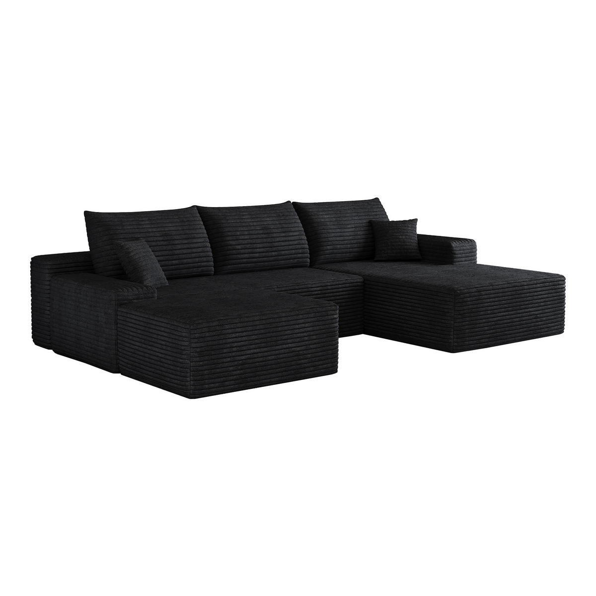 WOHNLANDSCHAFT DE-34857 U-Form 2-Sitzer Chaiselongue rechts Schwarz - Schwarz, Textil (175/83/270cm) - ComfortXL