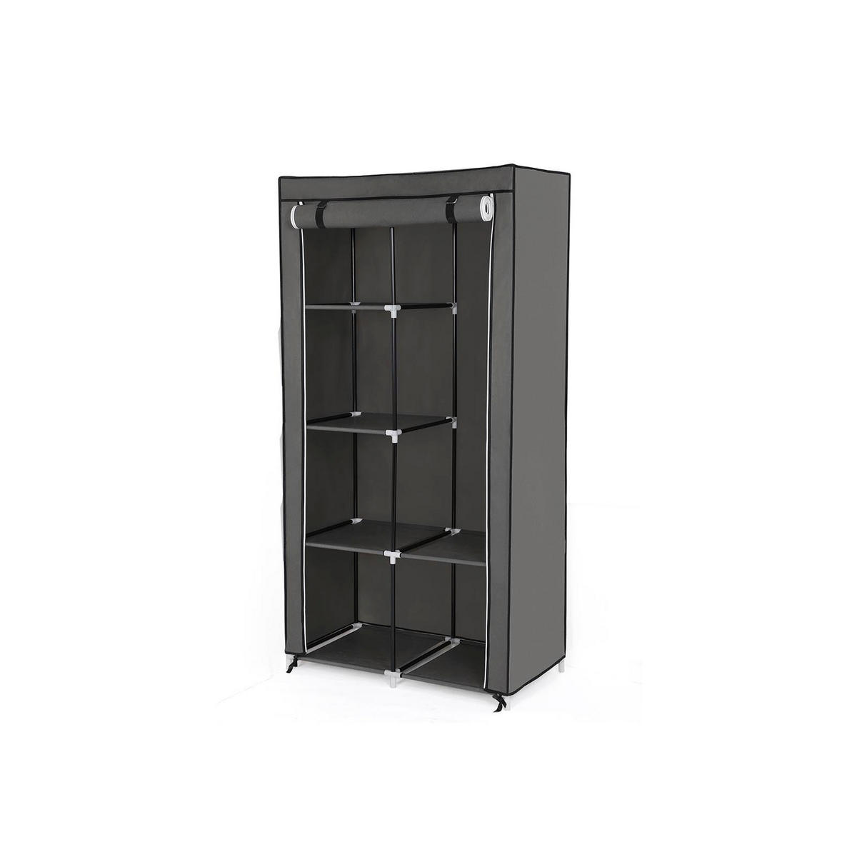STOFFSCHRANK KLEIDERSCHRANK - Grau, Textil (45/88cm) - Hansiro