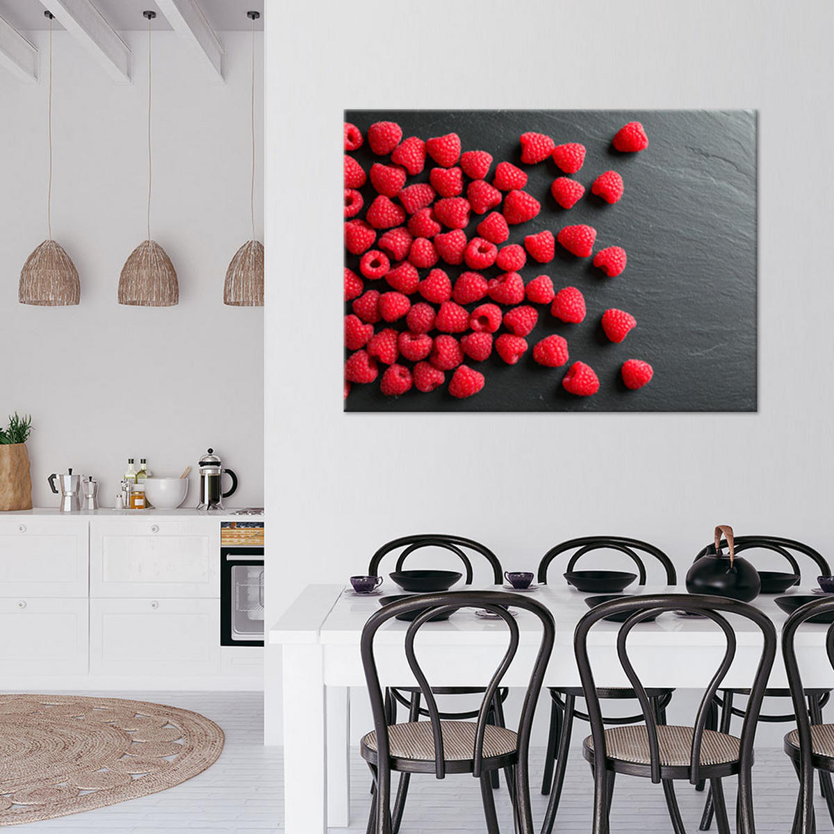 LEINWANDBILD Himbeeren Früchte Natur 120x80cm - Rot, Textil (120/80cm) - Feeby