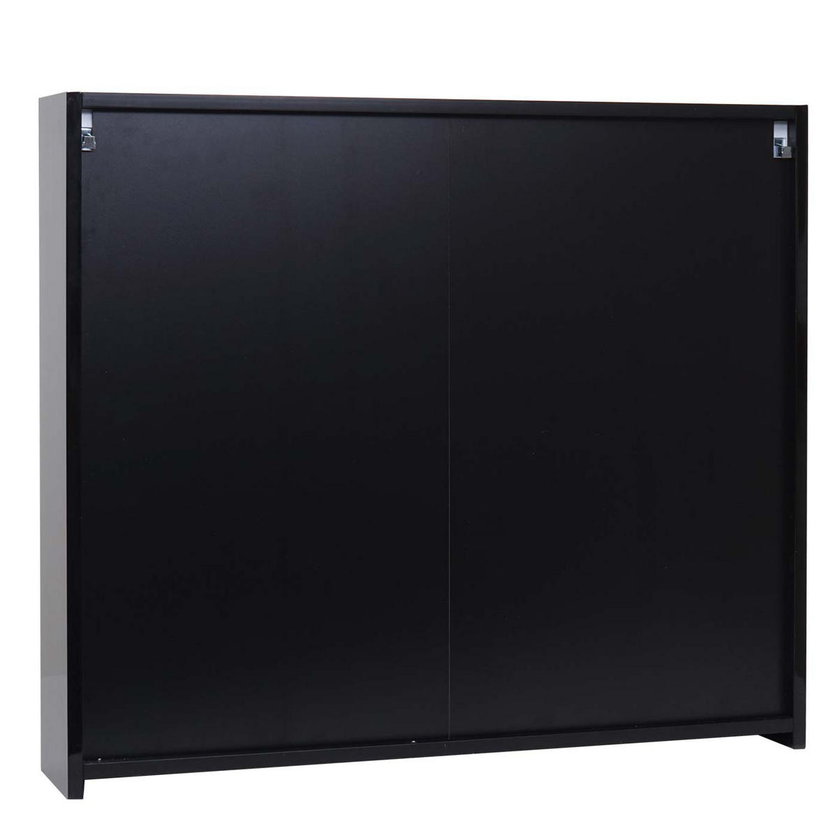SPIEGELSCHRANK B19B Hochglanz Schwarz - Schwarz Hochglanz, Holz (80/70/16cm) - MCW