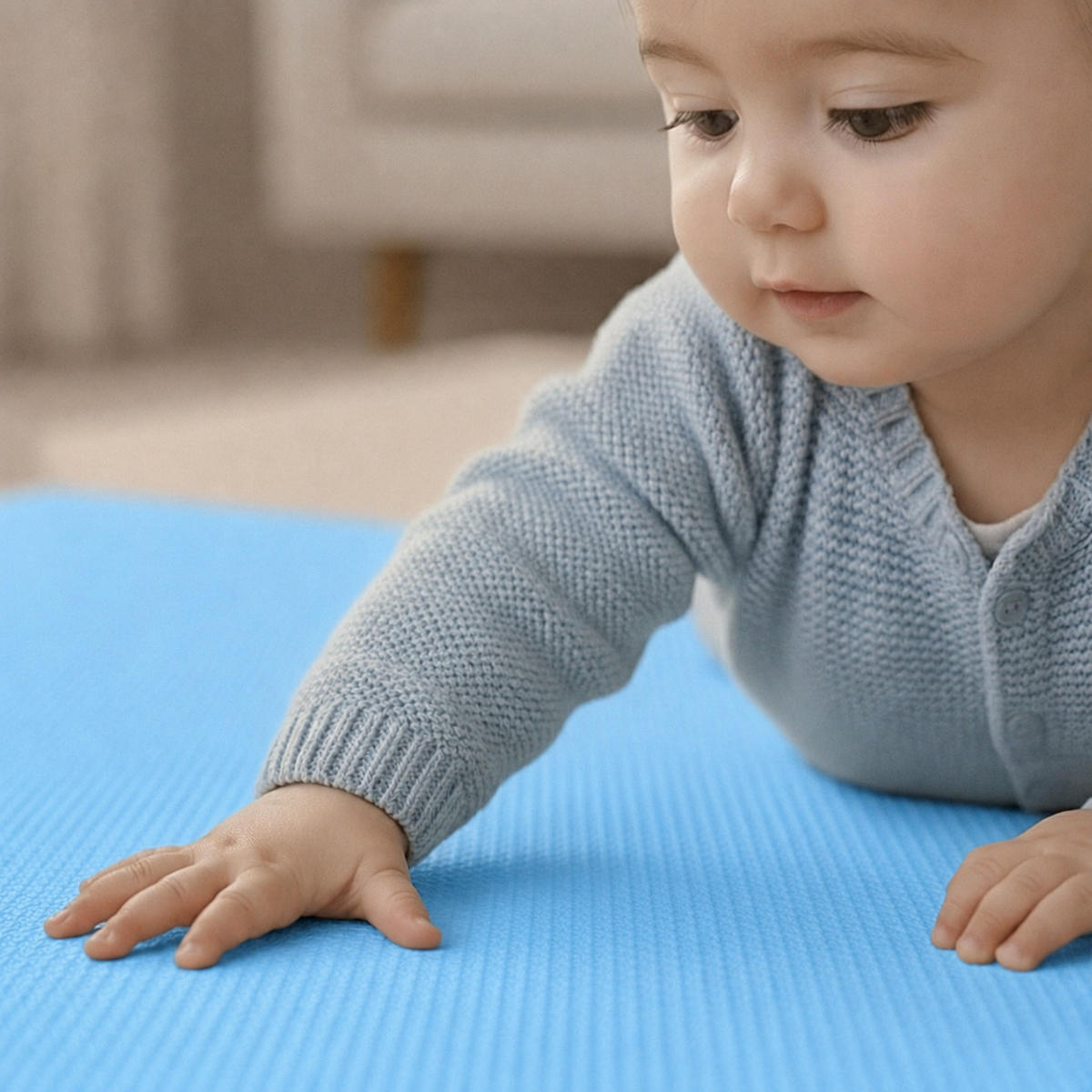 SPIELMATTE ab Null 90 cm Baby Puzzlematte Hellblau - Blau, Kunststoff (30/30cm) - Littletom