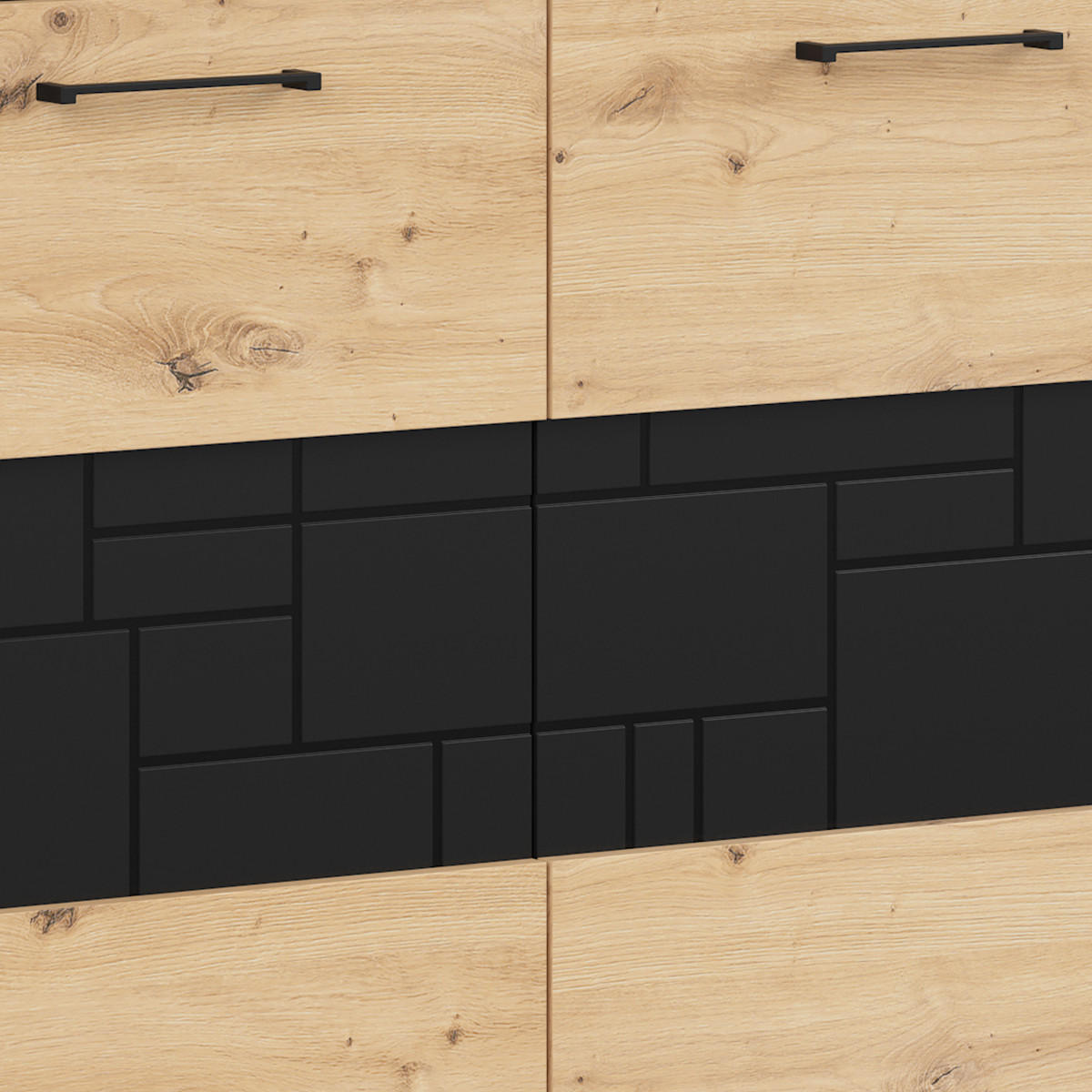 VITRÍNA Elijah Dřevo a černá - černá, kompozitní dřevo (109/150/42cm) - Petits-meubles