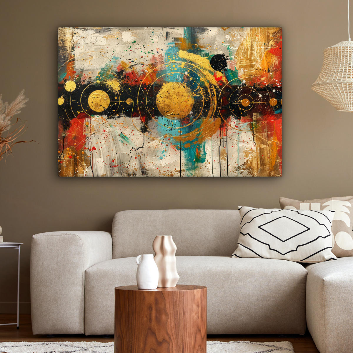 OBRAZ NA PLÁTNE Abstraktné - umenie - zlaté - moderné 140x90 cm - viacfarebná, textil (140/90cm) - MuchoWow