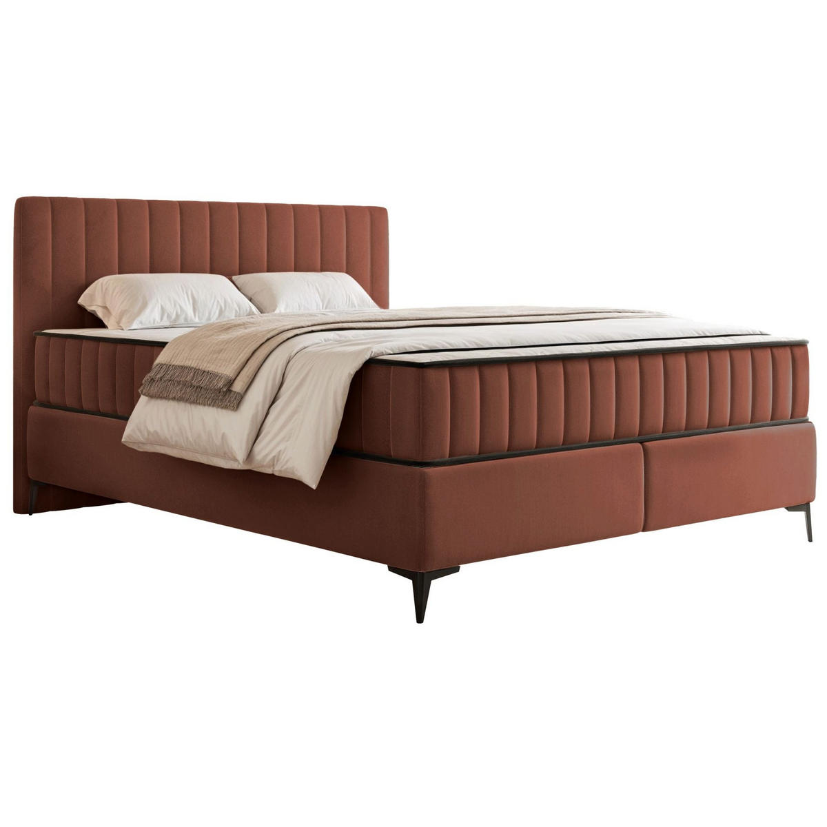 BOXBETT Mufasso Kupfer Samtbezug 180x200 cm - Schwarz/Kupferfarben, Textil/Metall (180/200cm) - Selsey