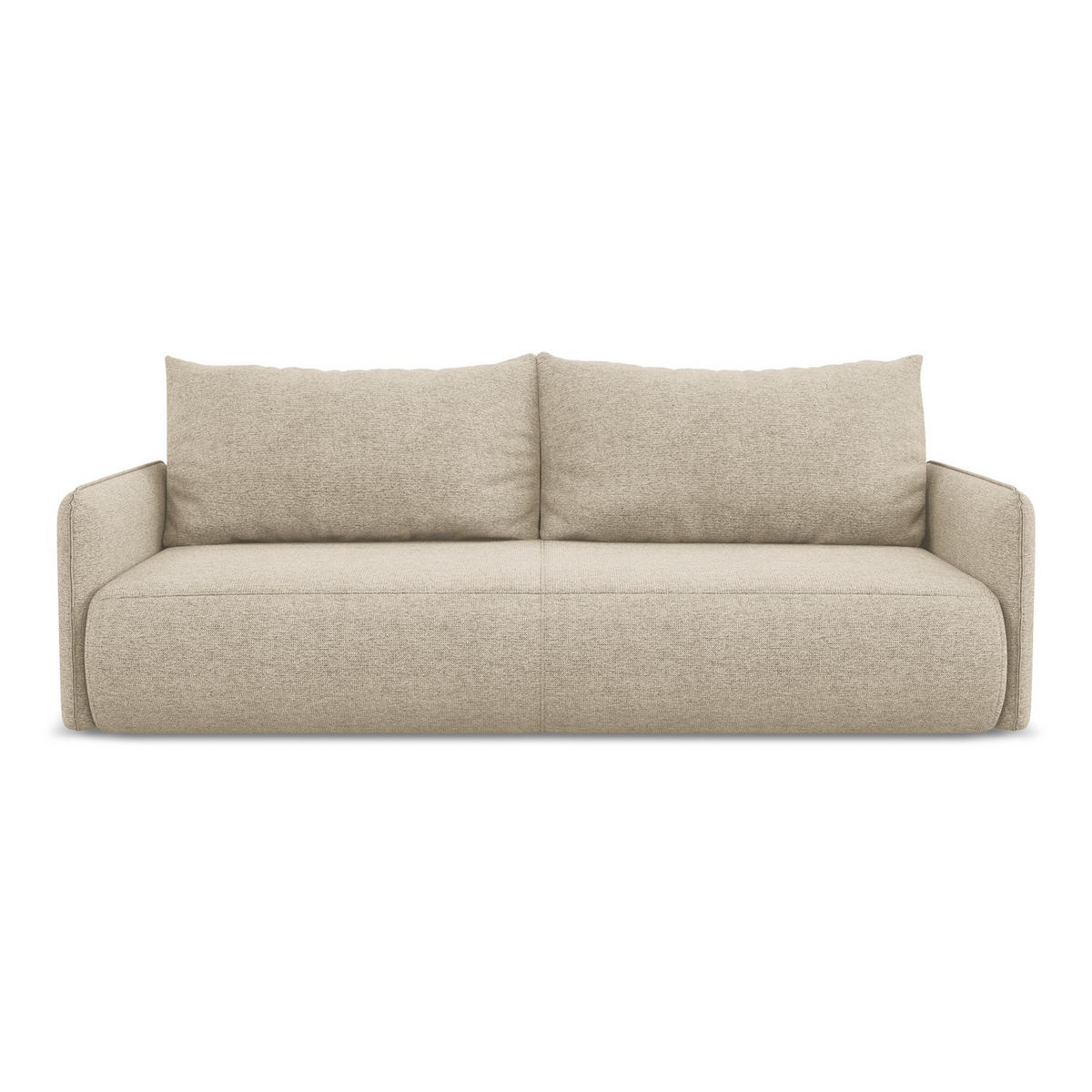 3-SITZER SOFA mit Schlaffunktion Chenille Stoff Beige - Beige/Schwarz, Kunststoff/Textil (216/86/105cm) - LaMiaSofa
