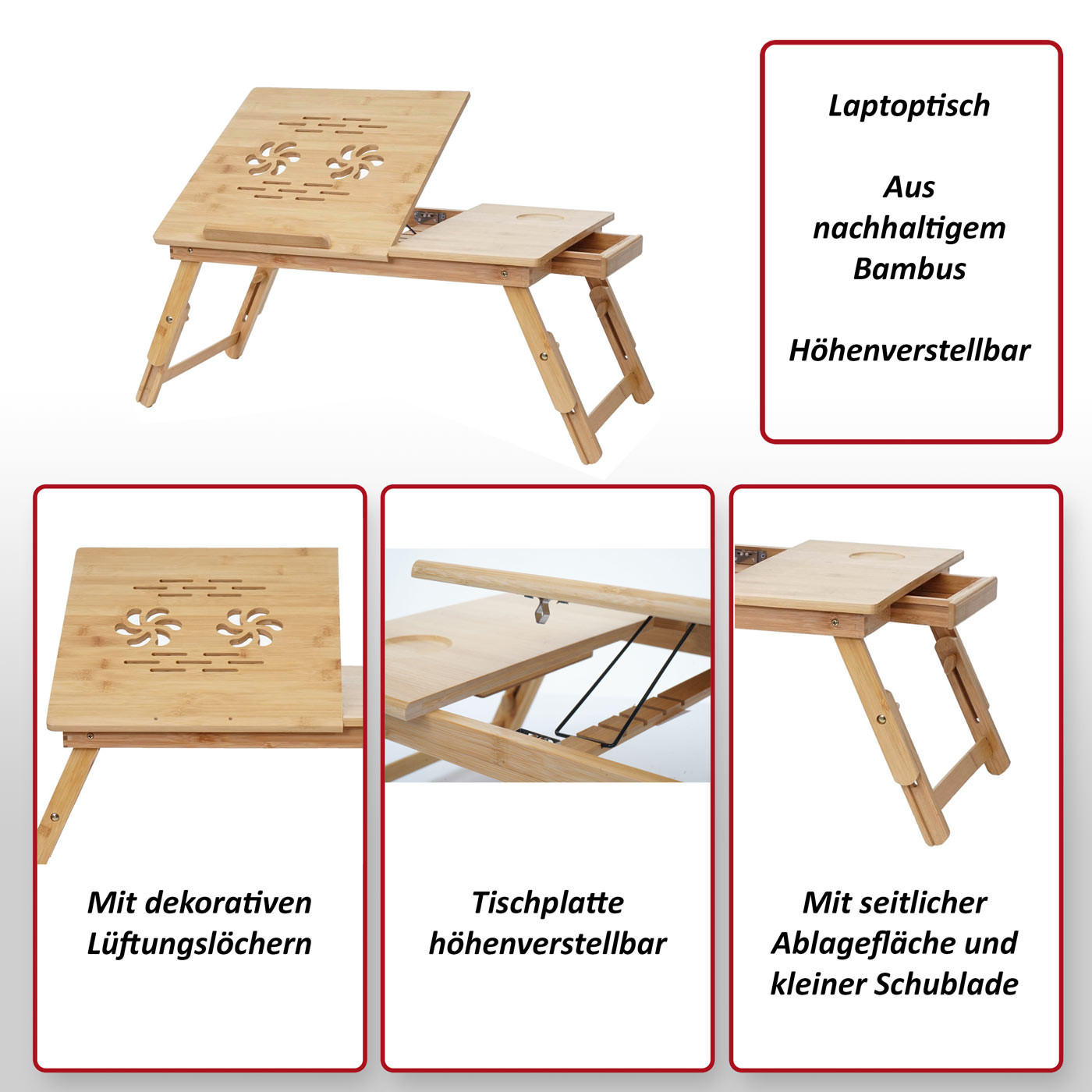 LAPTOPTISCH eckig Beige - Beige, Holz (35/55/28cm) - MCW