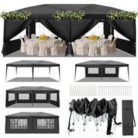 FALTPAVILLON 3x6m Pop-up Wasserdicht UV-Schutz 50+ Schwarz - Schwarz, Textil (300/268/600cm)