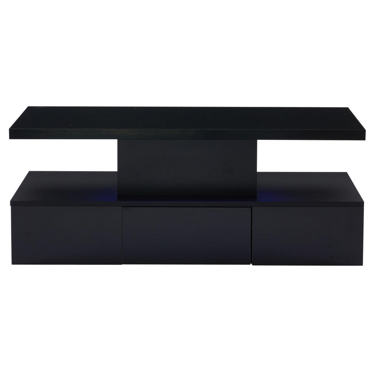 COUCHTISCH 100/50/39 cm schwarz aus Spanplatte mit LED-Licht und Stauraum - Schwarz, Holzwerkstoff (100/50/39cm) - OKMYHOME