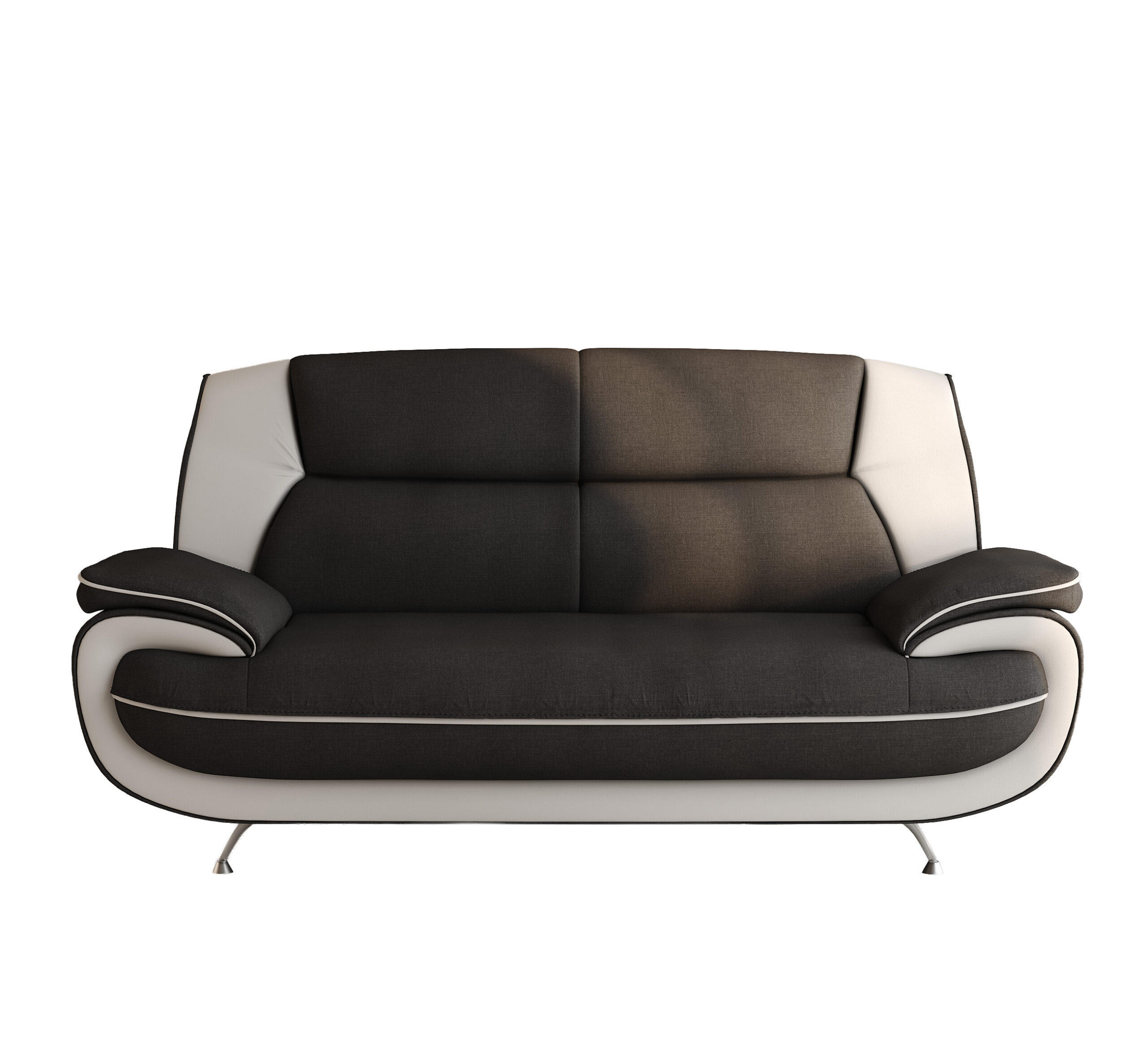 SOFA 2-Sitzer, Stoff Kronos, Schwarz + Weiß, Palermo - Schwarz, Holz (168/89/87cm) - Kaiser Möbel