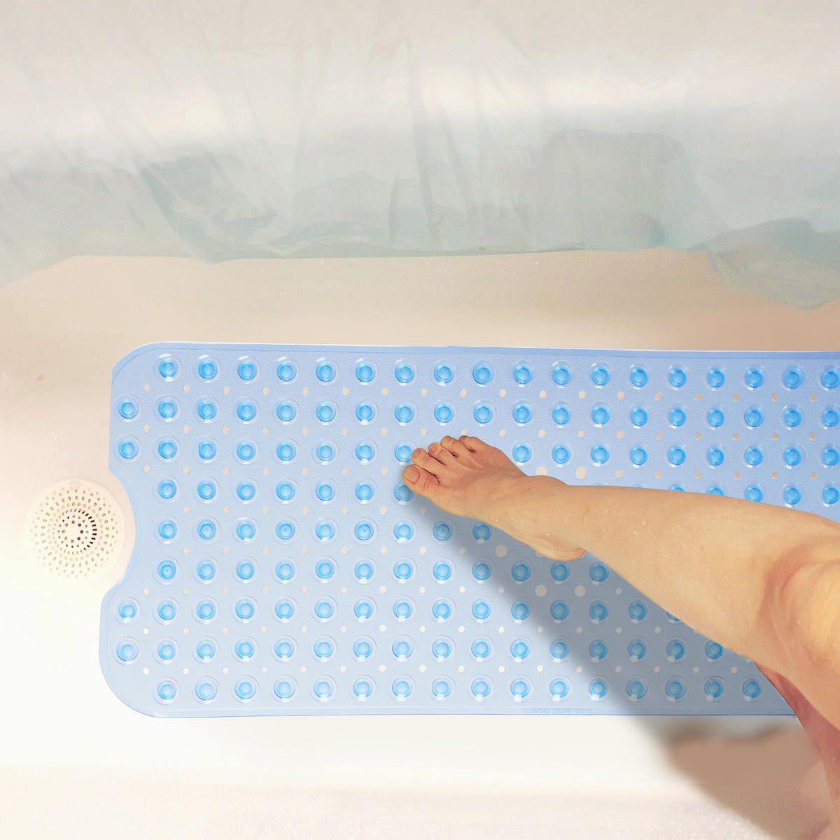 BADEWANNENMATTE - Hellblau, Kunststoff (97/39cm) - Relaxdays