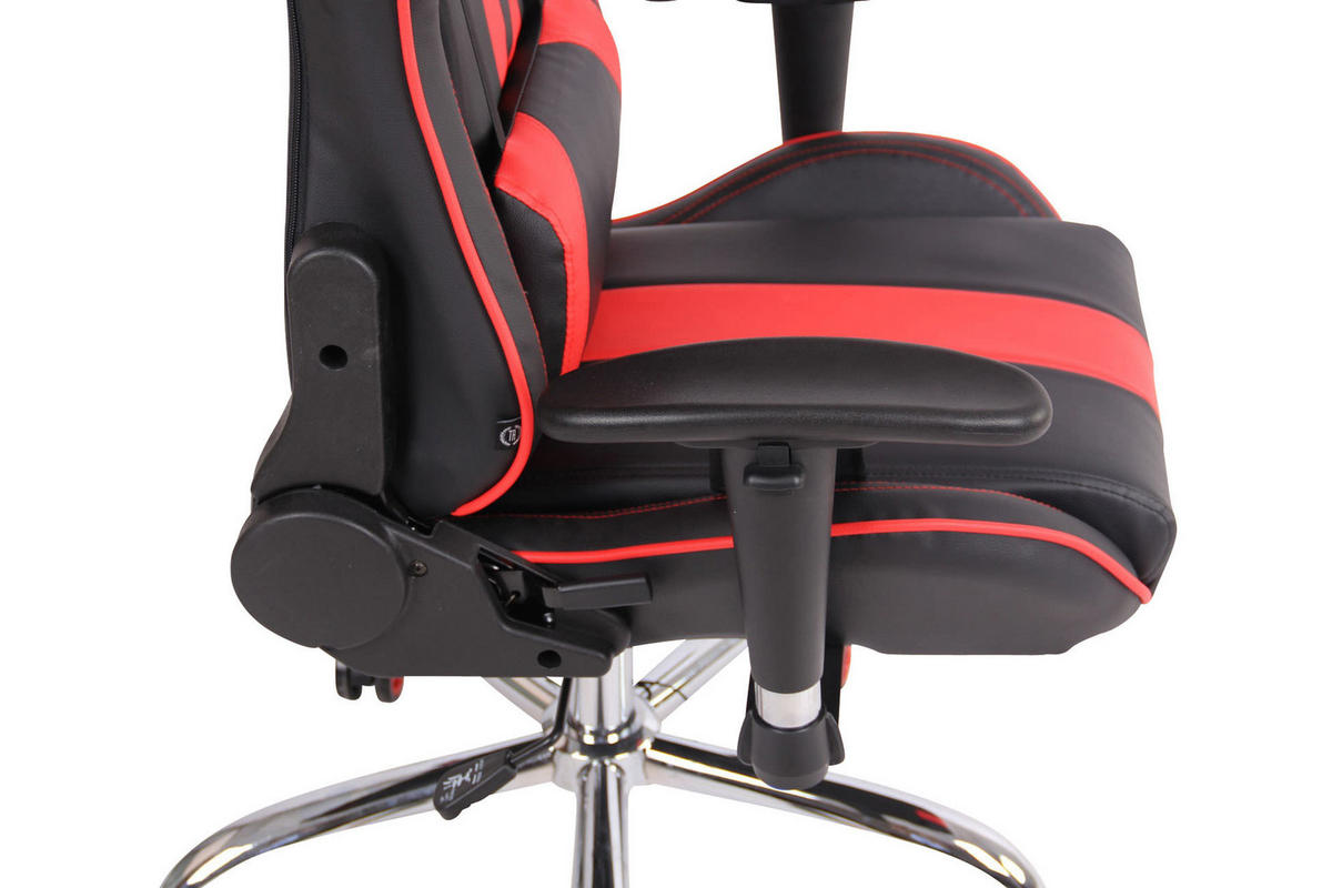 CHEFSESSEL Lederlook schwarz/rot - Rot/Schwarz, Textil/Metall (67/128/51cm) - CLP