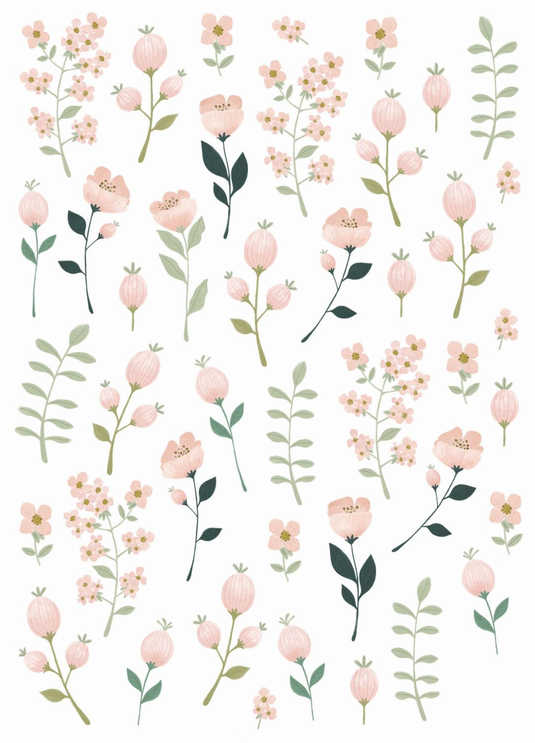 WANDTATTOO Blumen 47.5 x 66 cm - Pink, Papier (47.5/66/66cm) - ESTAhome