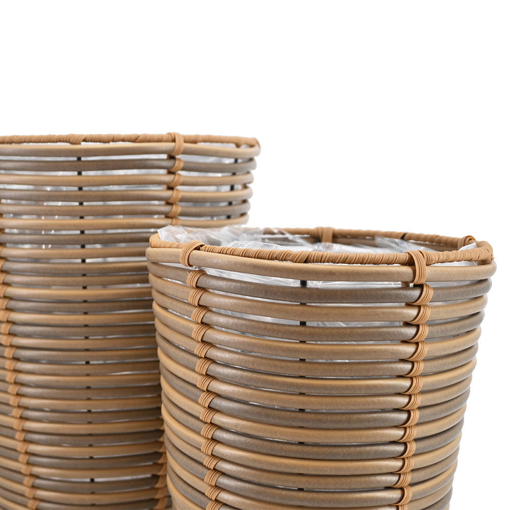 PFLANZKÖRBE 2er Set, Rattan, Braun - Braun, Kunststoff (31cm) - dasmöbelwerk