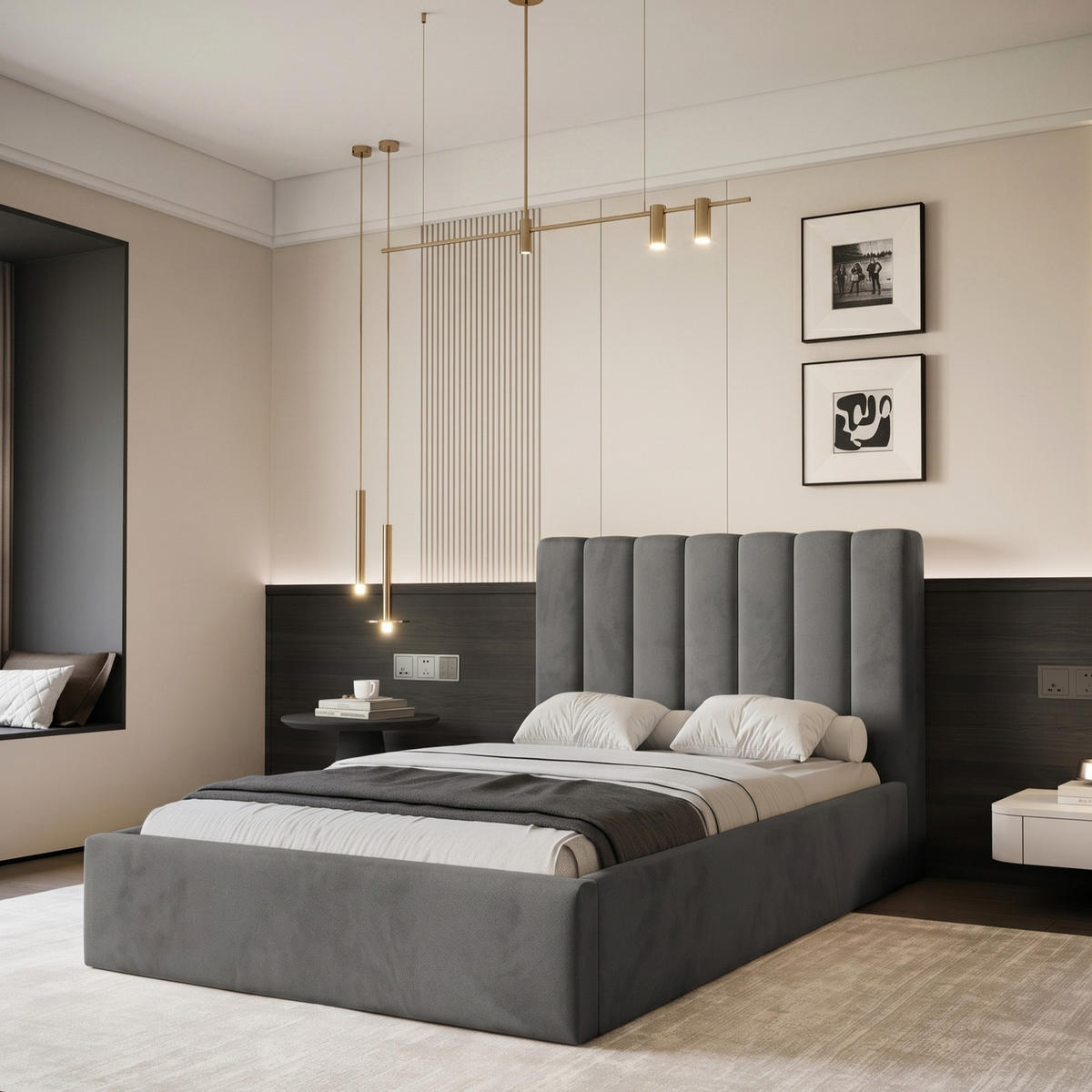 POLSTERBETT CIERO 120x200 cm Graphit Samt (Stoff Magic Velvet) - mit Bettkasten und Lattenrost - Dunkelgrau, Holzwerkstoff/Textil (120/200cm) - Ravio