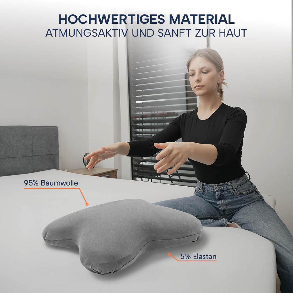 KISSENBEZUG für Schmetterlingskissen, DOPPELPACK Grau 56x48 cm - Grau, Textil (48/56cm) - casimum