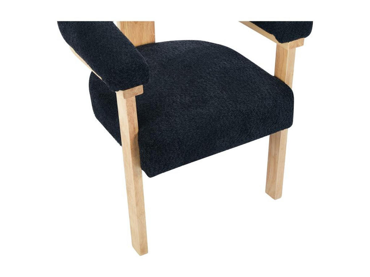 STUHL mit Armlehnen - Bouclé-Stoff & Kautschukholz - Schwarz & Holzfarben - LIVELIA - Anthrazit, Textil (60/78/64cm) - Pascal Morabito