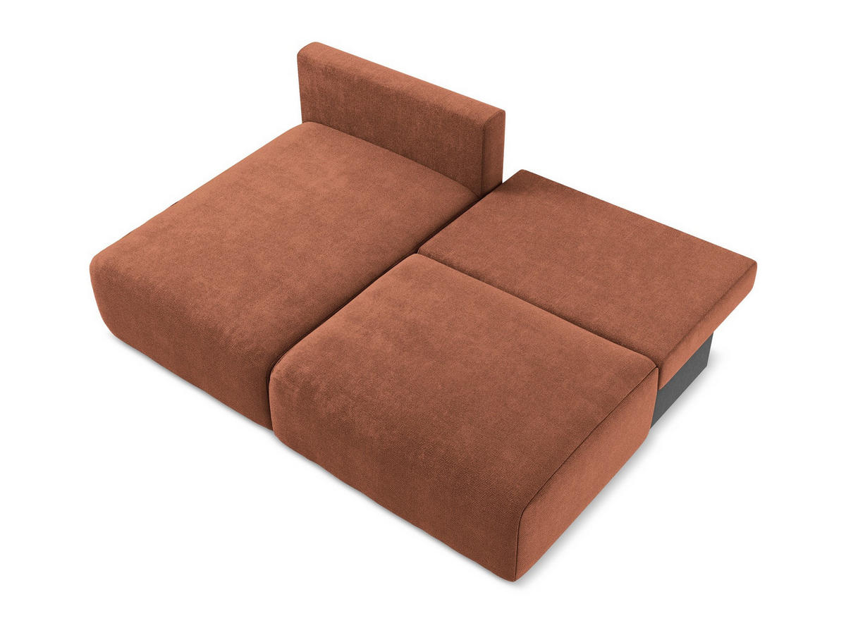 ECKSOFA mit Schlaffunktion links Chenille Stoff Orange - Terra cotta/Schwarz, Kunststoff/Textil (149/210cm) - Makamii