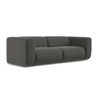 3-SITZER SOFA Samt Stoff Grau - Dunkelgrau/Schwarz, Kunststoff/Textil (228/70/89cm) - LaMiaSofa