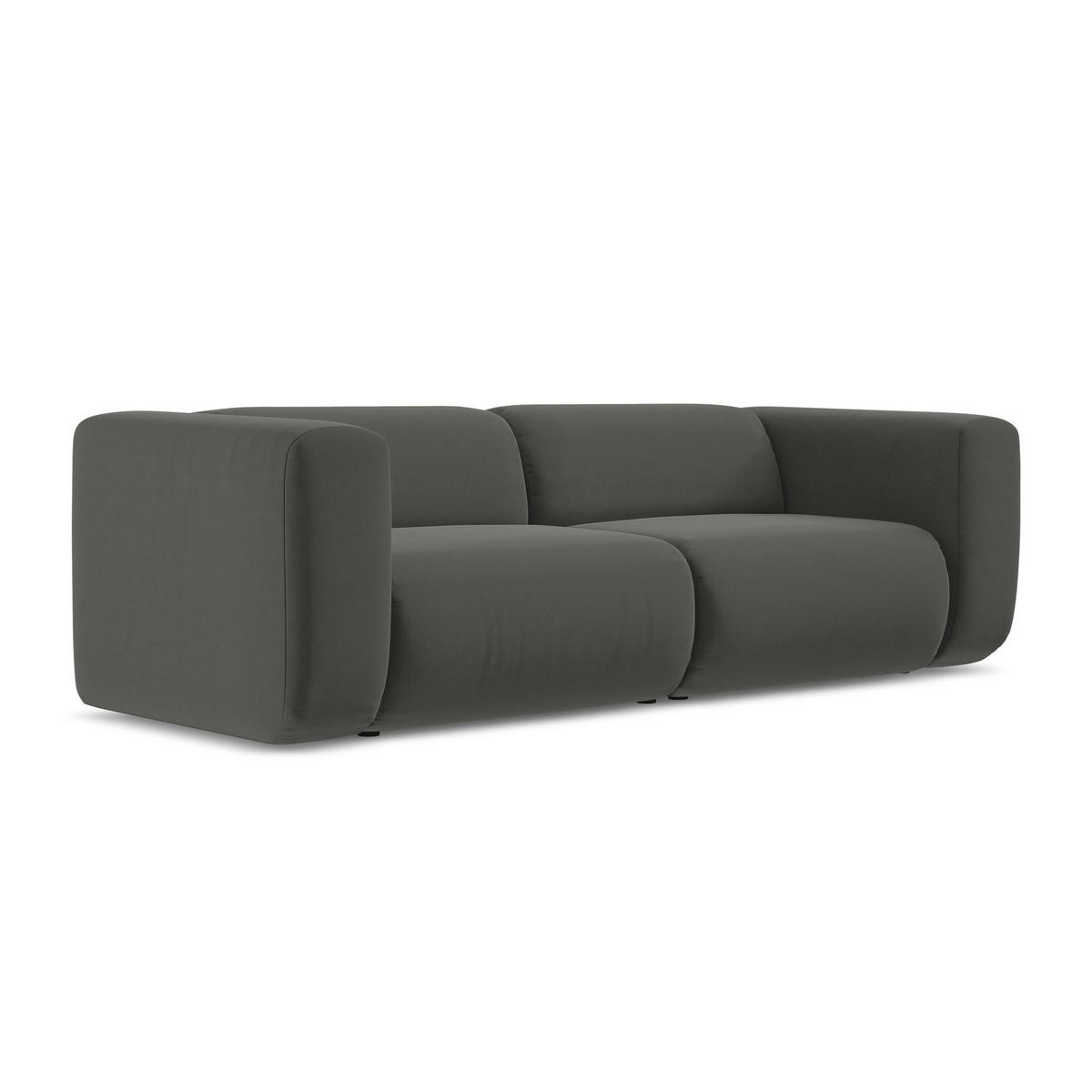 3-SITZER SOFA Samt Stoff Grau - Dunkelgrau/Schwarz, Kunststoff/Textil (228/70/89cm) - LaMiaSofa