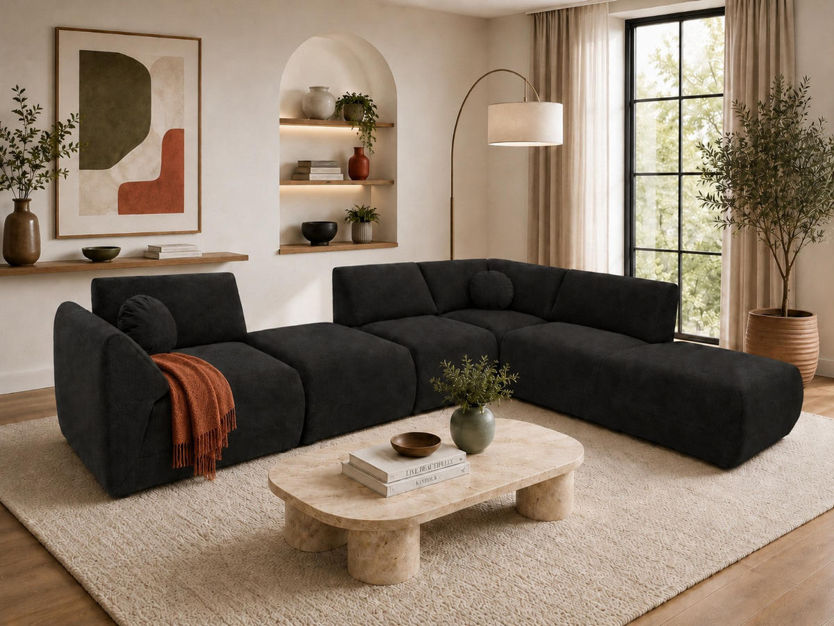 ECKSOFA Cordoba Modulares Rechts Graphitfarbe - Graphitfarben, Textil (352/244cm) - KS Home Concept