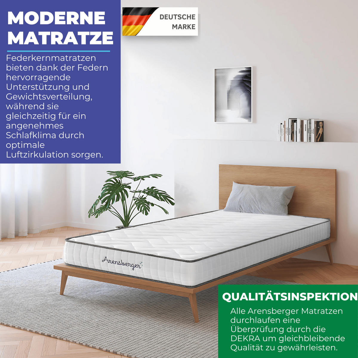 TASCHENFEDERKERN Matratze JANA, 160x200cm - Weiß, Textil (160/200cm) - Arensberger