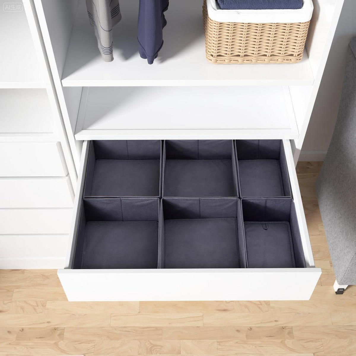 SCHUBLADEN Organizer 12er Set Grau für PAX Kleiderschrank 75x58 cm - Grau, Textil (24/11/26cm)
