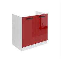 SPÜLENUNTERSCHRANK 80 cm SDZ ohne Arbeitsplatte, mit 2 Türen, Rot Hochglanz - Rot, Holz (80/82/51.6cm) - B BELINI GROUP