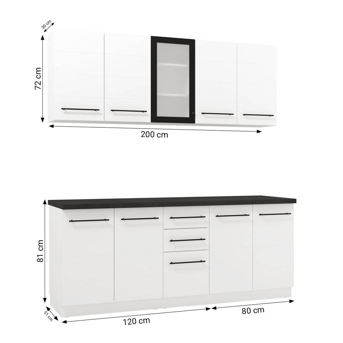 KÜCHENLEERBLOCK 200 cm Weiß - Schwarz/Weiß, Holz (200/200/60cm) - Homestyle4u