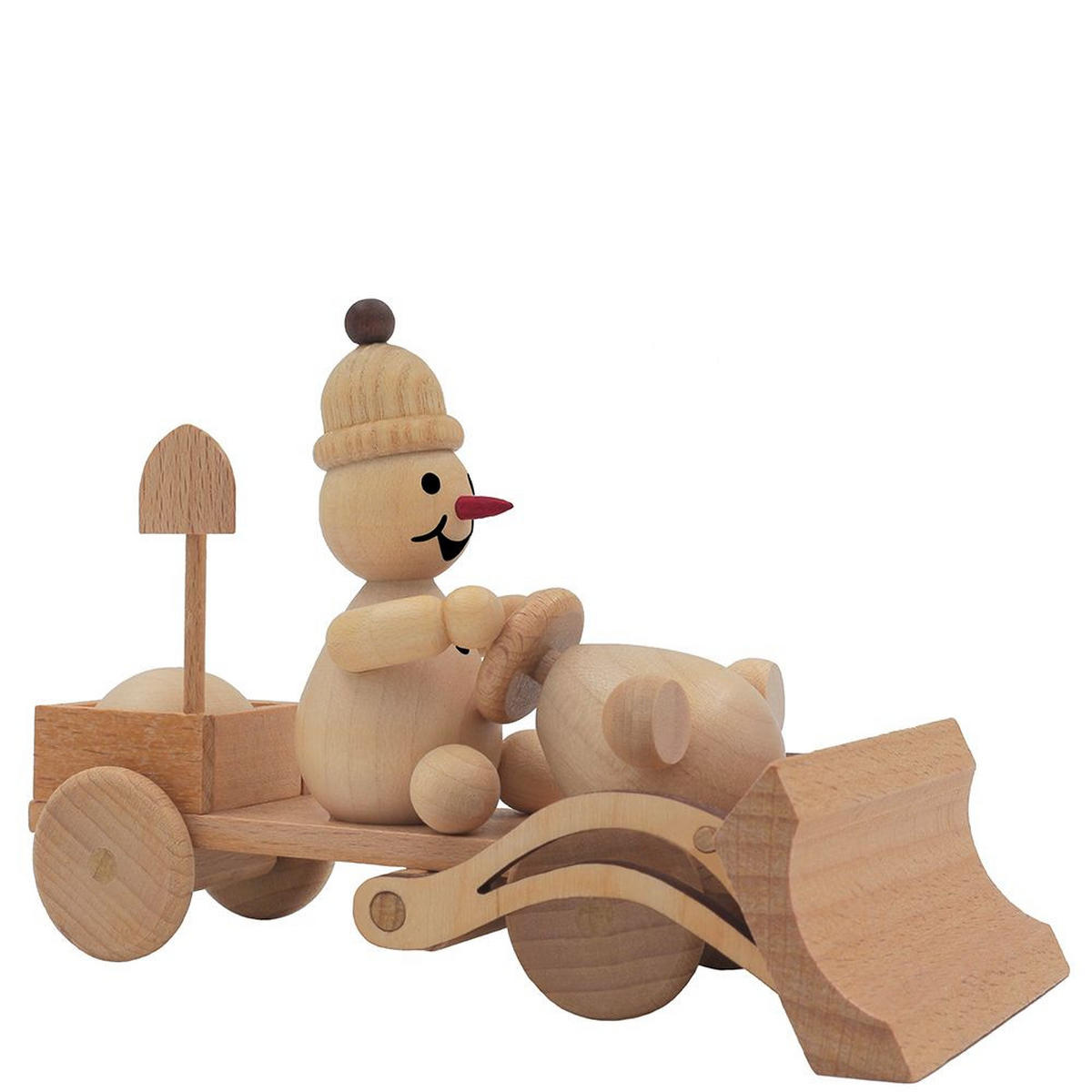 HOLZFIGUR Schneemann Junior mit Schneepflug 9 cm - Multicolor, Holz (15/1/0.1cm)