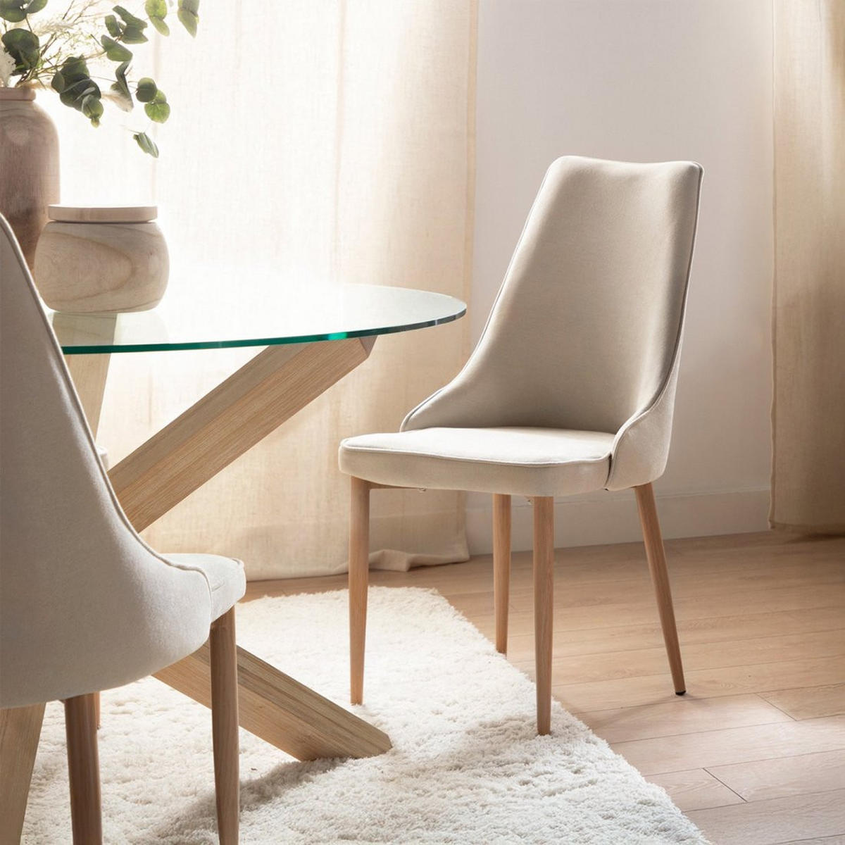 ESSZIMMERSTUHL Agnes Beige 45 cm x 95 cm - Beige, Textil (45/95/65cm) - Klast Home