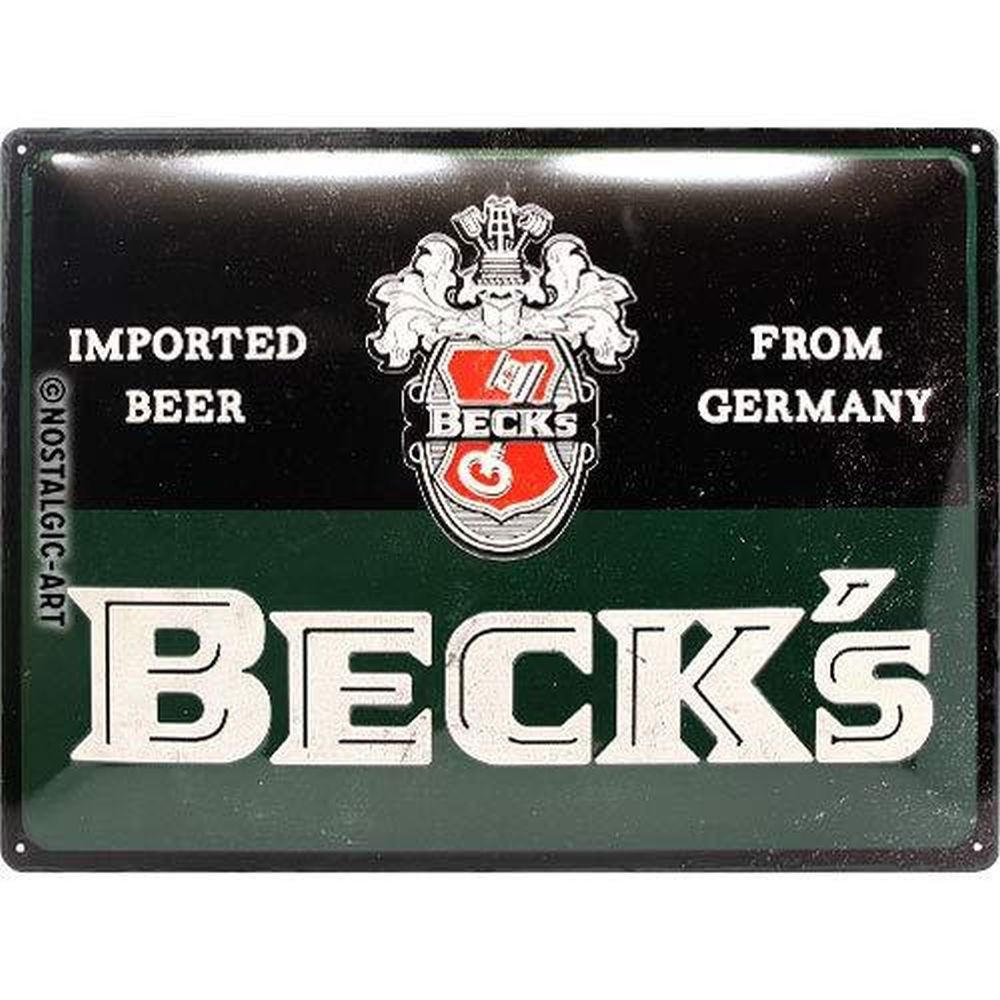 BLECHSCHILD 30/40 cm BECK'S Logo Green - Multicolor, Metall (40/30/0.2cm) - Nostalgic-Art