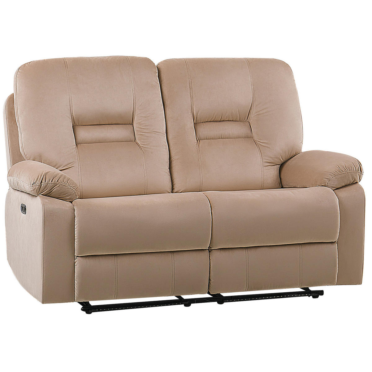 2-SITZER-SOFA mit LED-Beleuchtung Samtstoff Beige Bergen - Beige, Textil (146/101/73cm) - Beliani
