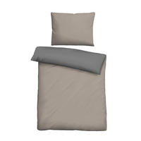 BETTWÄSCHE-GARNITUR Linon UNI taupe, 140x200 cm + 70x90 cm - Taupe, Textil (140/200cm) - biberna