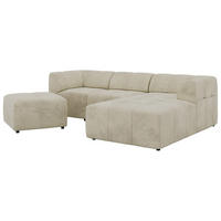 ECKSOFA VORITA L 4M - Beige Velvet - Rechts Seite - Beige/Schwarz, Kunststoff/Textil (176/267cm) - MKS