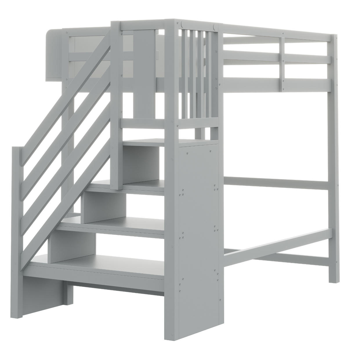 HOCHBETT mit Stauraum und LED 90x200 cm Holz Grey - Grau, Holz (90/200cm) - Meubliv