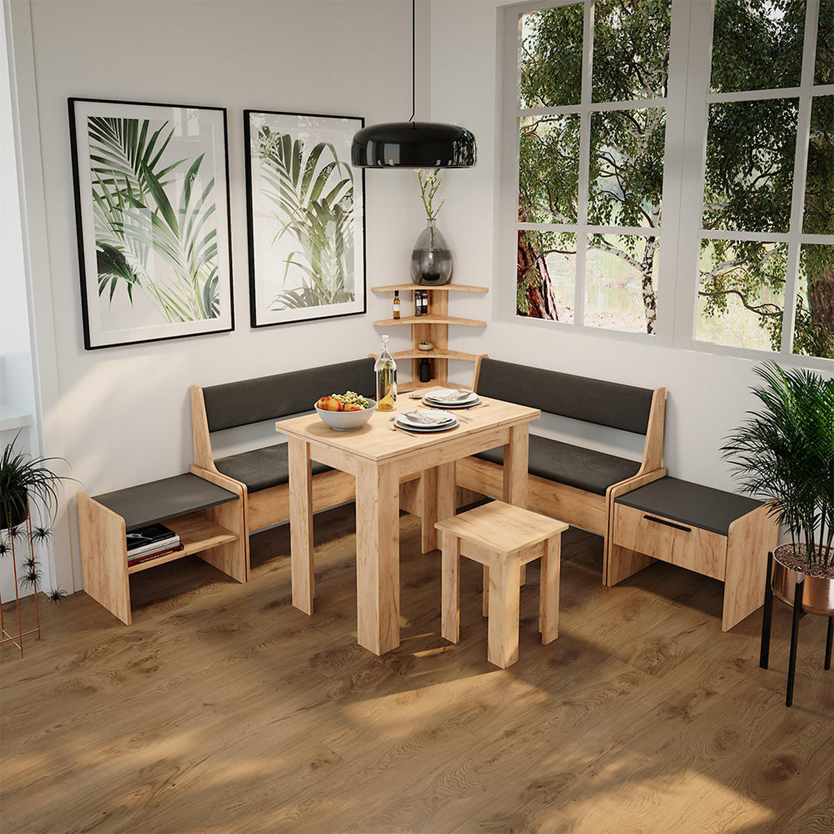 LAVICE DO JÍDELNY Roman Zlatý dub power/antracit - Sonoma dub/antracitová, kompozitní dřevo (53.5/45.5/41.1cm) - Vicco