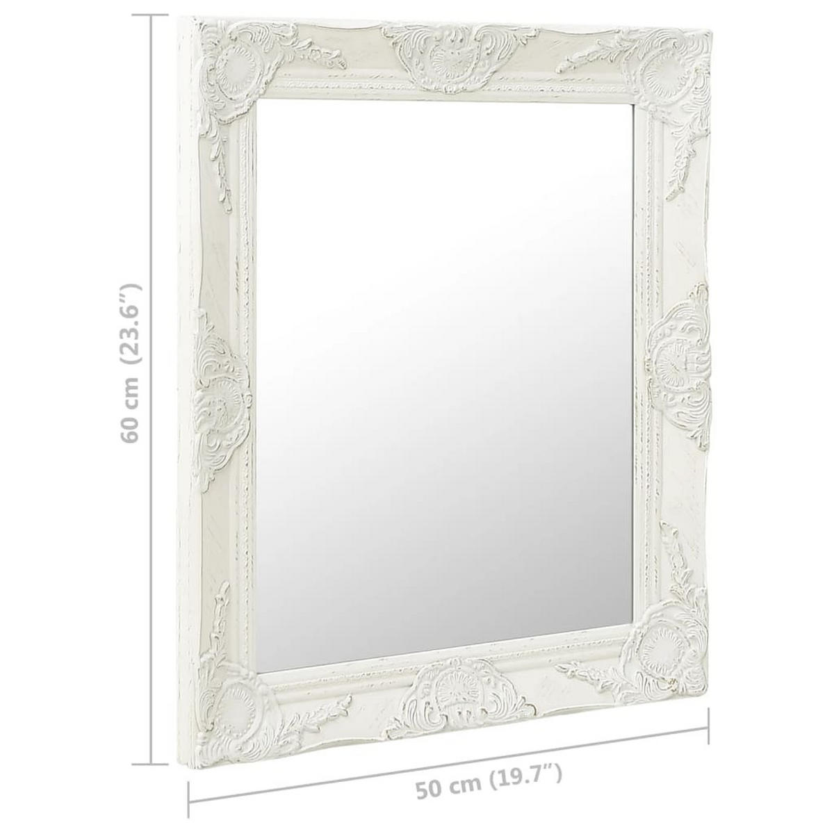 WANDSPIEGEL Im Barock-Stil 50/60 Cm Weiss - Weiß, Holz (60/3/50cm) - vidaXL