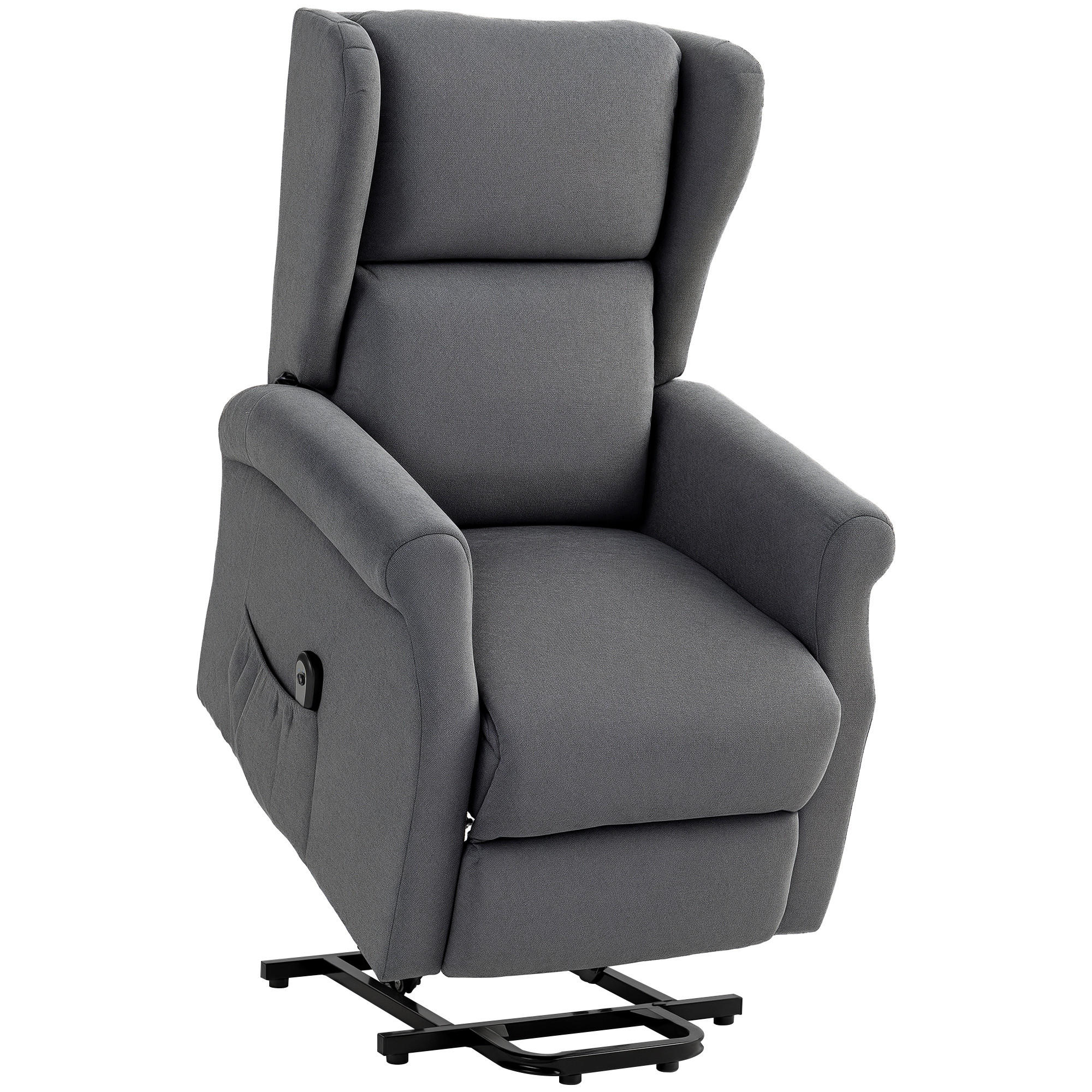 RELAXSESSEL DE-06299 mit Aufstehhilfe, motorisierte Liegefunktion Dunkelgrau - Dunkelgrau, Holzwerkstoff/Textil (94/111/74cm) - ComfortXL