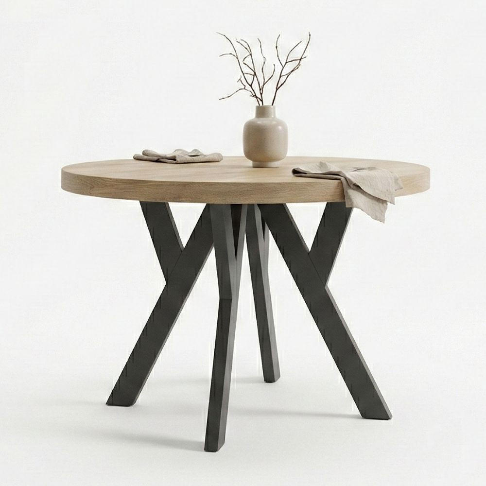 Dekori_Interiors Esstisch Sonoma Eiche, Schwarz 90x77x140 cm
