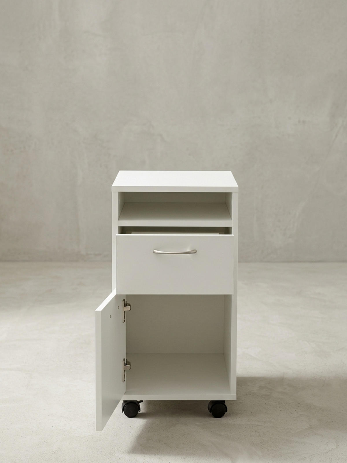 ROLLCONTAINER – Weiß, Schreibtischcontainer, viel Stauraum, Rollen, modern - Schwarz/Weiß, Holz/Kunststoff (33/63/38cm) - KADIMA DESIGN